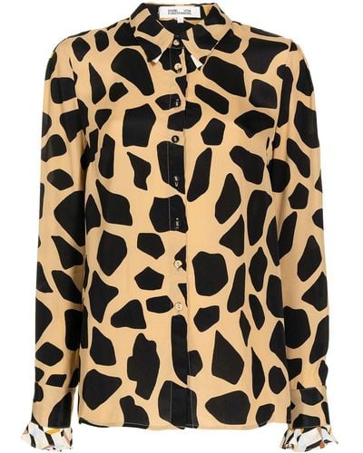 Diane von Furstenberg Giraffe-print Long-sleeve Shirt - Brown