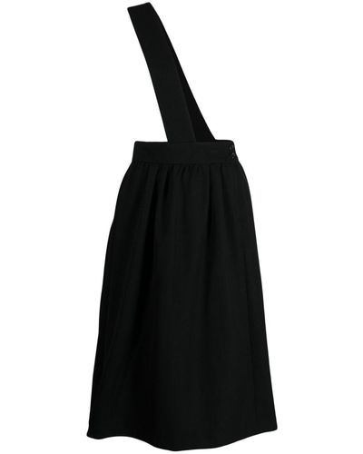 Comme des Garçons Strap-detail Wool Midi Skirt - Black