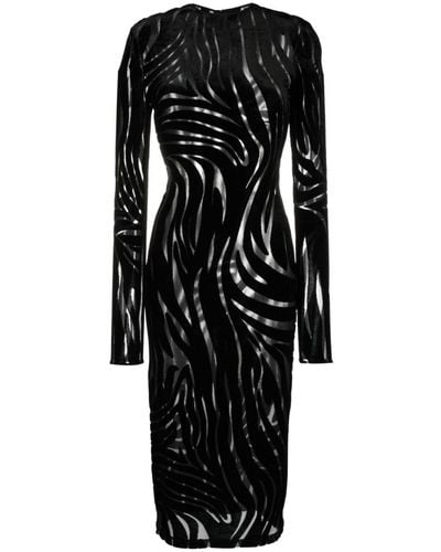 Versace ゼブラパターン ドレス - ブラック