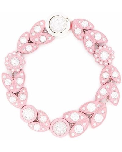 Bottega Veneta Crystal-embellished Petal Bracelet - Pink
