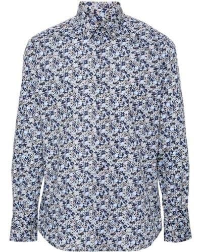 Karl Lagerfeld Floral-print Cotton Shirt - Blue