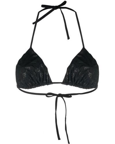 MISBHV Monogram-print Halterneck Bikini Top - Black