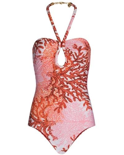 Silvia Tcherassi Badeanzug mit Korallen-Print - Rot
