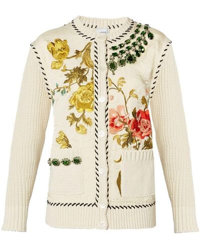 Erdem Appliquéd Embroidered Cardigan - White