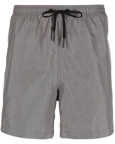 Tagliatore Logo-print Drawstring-waist Swim Shorts - Grey
