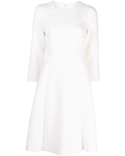 Jane Suki Flared Wool Dress - White