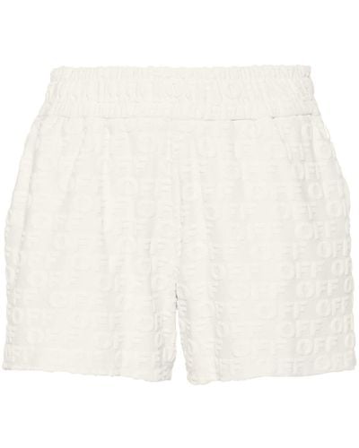 Off-White c/o Virgil Abloh Logo-embossed terry-cloth shorts - Blanco