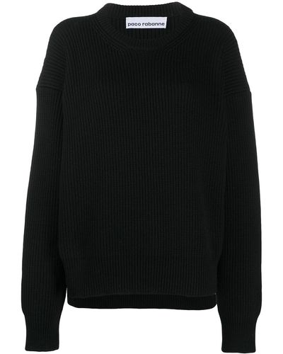 Rabanne Oversized Cable Knit Sweater - Black