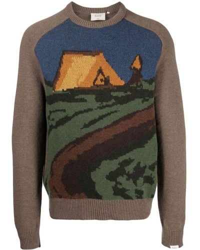 Forét Patterned Intarsia-knit Sweater - Gray