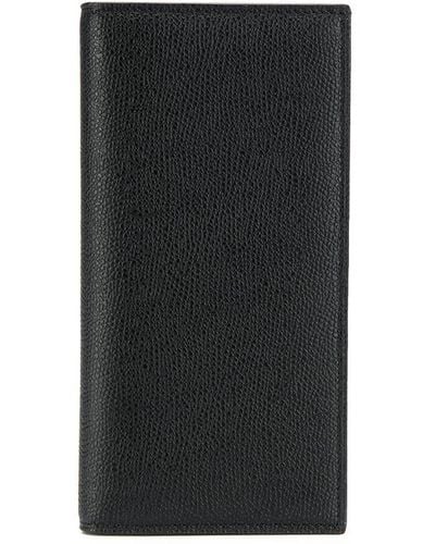Valextra Pebbled Bi-fold Wallet - Black