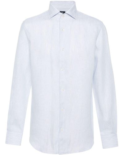BOGGI Striped Linen Shirt - White