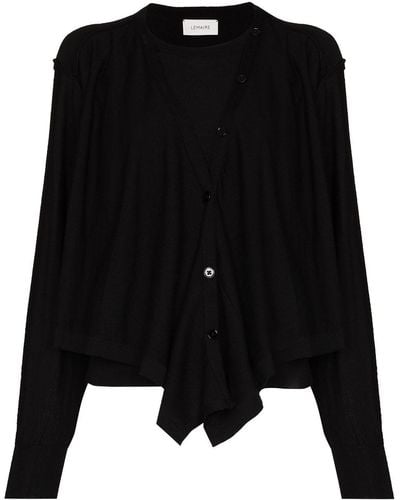 Lemaire Layered Fine-knit Cardigan - Black