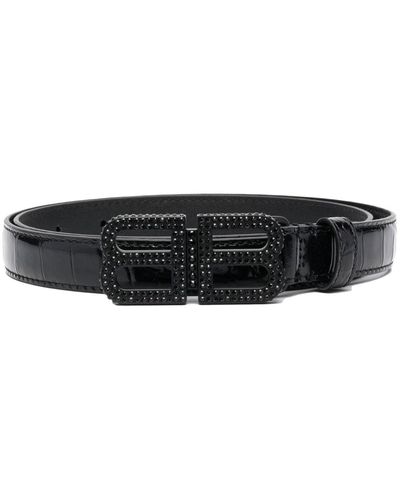 Balenciaga Bb Hourglass Embossed Leather Belt - Women's - Calf Leather - Black