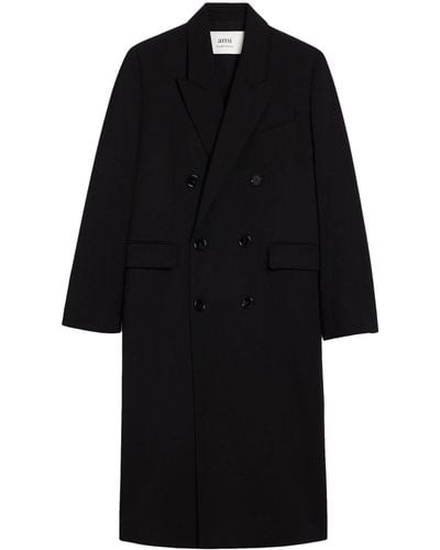 Ami Paris Double-breasted Wool Coat - Black