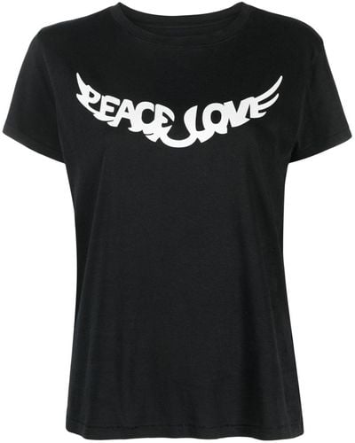 Zadig & Voltaire Walk Peace & Love コットンtシャツ - ブラック