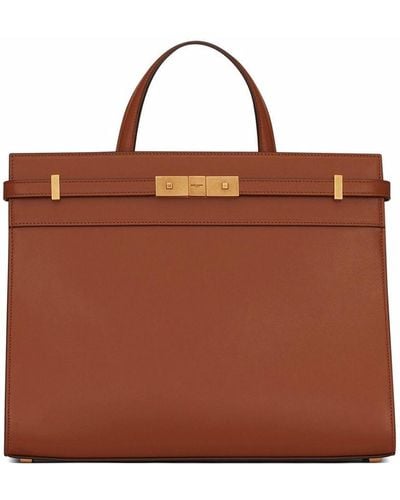 Saint Laurent Manhattan Small Leather Bag - Brown