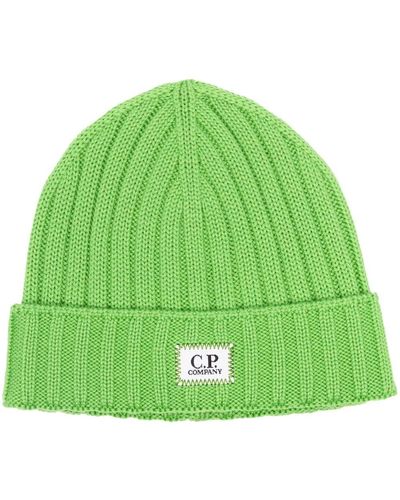 C.P. Company Logo-patch Ribbed Wool Beanie - Green
