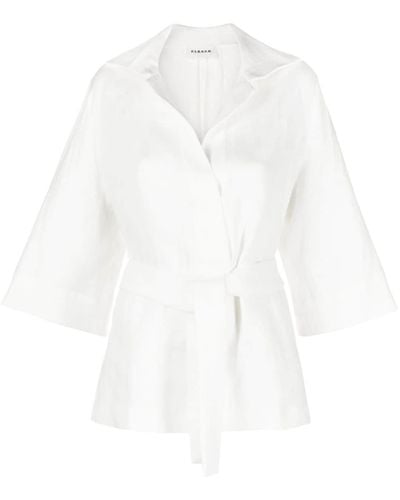P.A.R.O.S.H. Belted Linen Blouse - White