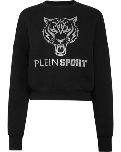 Philipp Plein Cropped Sweater Met Tijgerprint - Zwart