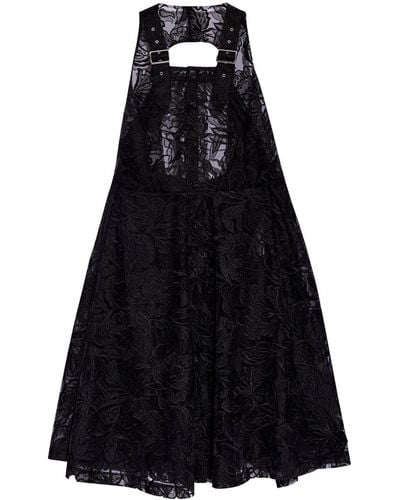 Noir Kei Ninomiya Lace Semi-sheer Midi Dress - Black