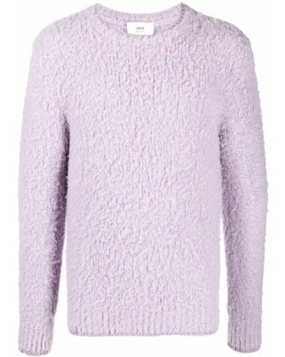 Ami Paris Long-sleeved Crew-neck Sweater - Purple