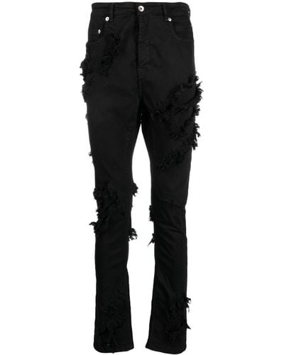 Rick Owens Distressed Slim-cut Jeans - Black