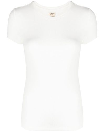 L'Agence Round-neck Short-sleeved Top - White
