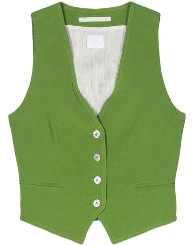 ..,merci Shantung Buttoned Vest - Green