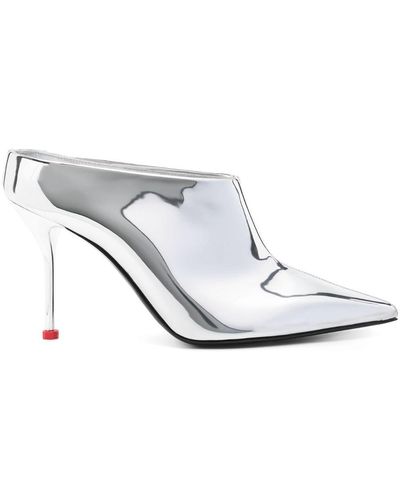 Alexander McQueen Mules im Metallic-Look 95mm - Weiß