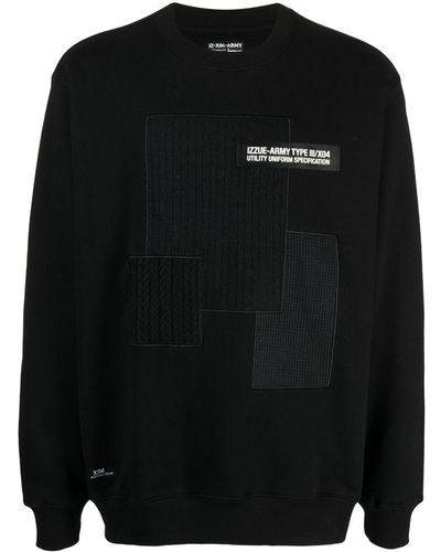 Izzue Logo-appliqué Patchwork Sweatshirt - Black