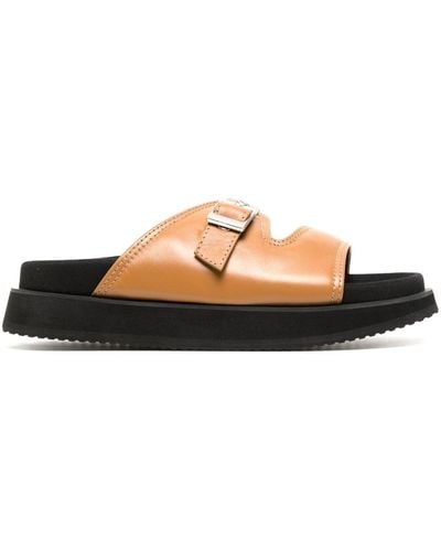 Reike Nen Buckle-fastening Leather Sandals - Brown