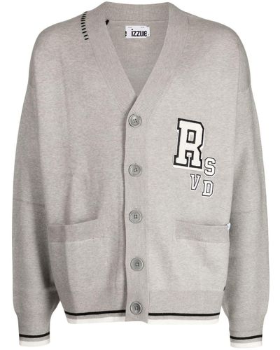 Izzue Letter-patch Button-up Cardigan - Gray
