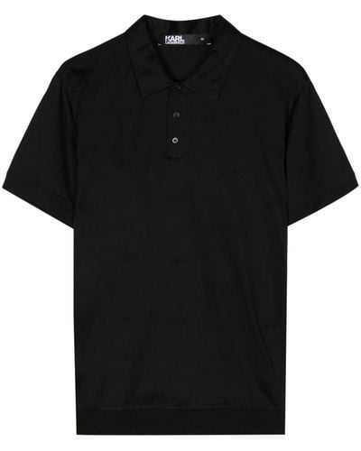 Karl Lagerfeld K/signature Cotton Polo Shirt - Black