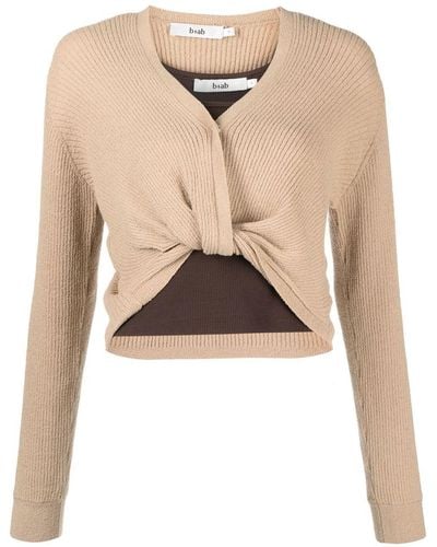 B+ AB Double-layer Knitted Top - Natural