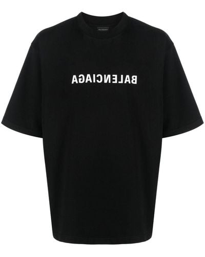 Balenciaga T-Shirt mit Logo-Print - Schwarz