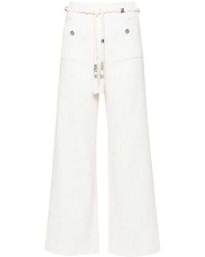 Maje Checked Tweed Palazzo Trousers - White