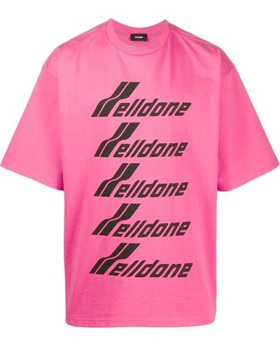 we11done Camiseta oversize con logo estampado - Rosa