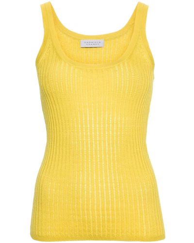 Gabriela Hearst Nevin Pointelle Ribbed Tank Top - Yellow