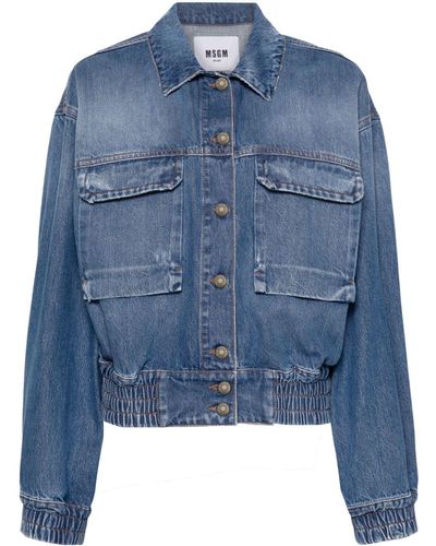 MSGM Flap-pockets Denim Jacket - Blue