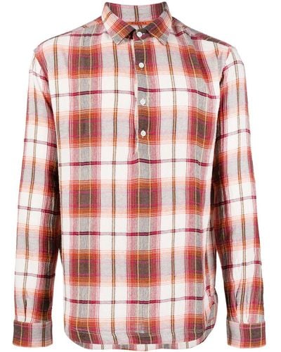 Barena Check-print Long-sleeved Shirt - Red