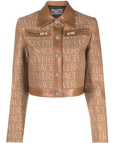 Versace Allover クロップドジャケット - ブラウン