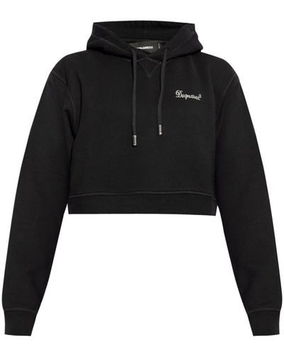 DSquared² Rhinestone-logo cropped hoodie - Schwarz