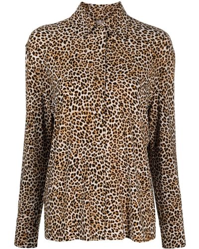 Norma Kamali Leopard-print Long-sleeve Shirt - Brown