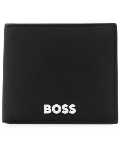 BOSS Logo-emed Bi-fold Wallet - Black