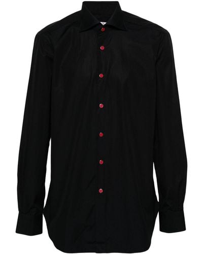 Kiton Logo-engraved Poplin Shirt - Black