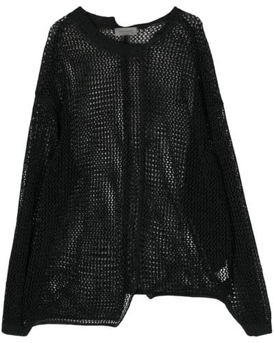 Yohji Yamamoto Asymmetric Distressed Cotton Jumper - Black
