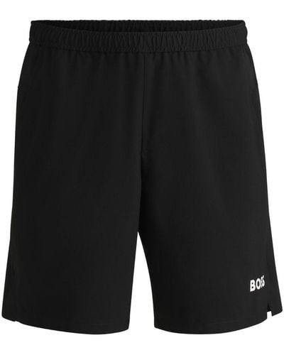 BOSS Logo-Print Shorts - Black