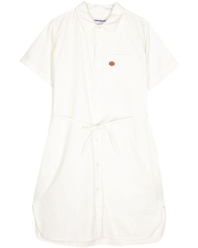 Chocoolate Tied-waist Cotton Shirtdress - White