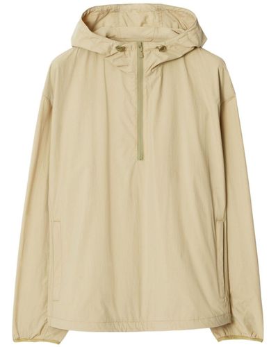 Burberry Logo-embroidered Hooded Jacket - Natural
