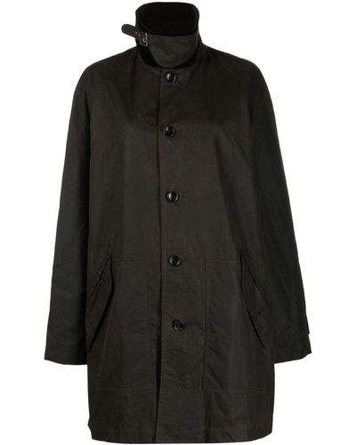 Tibi Button-up Cotton Trench Coat - Black